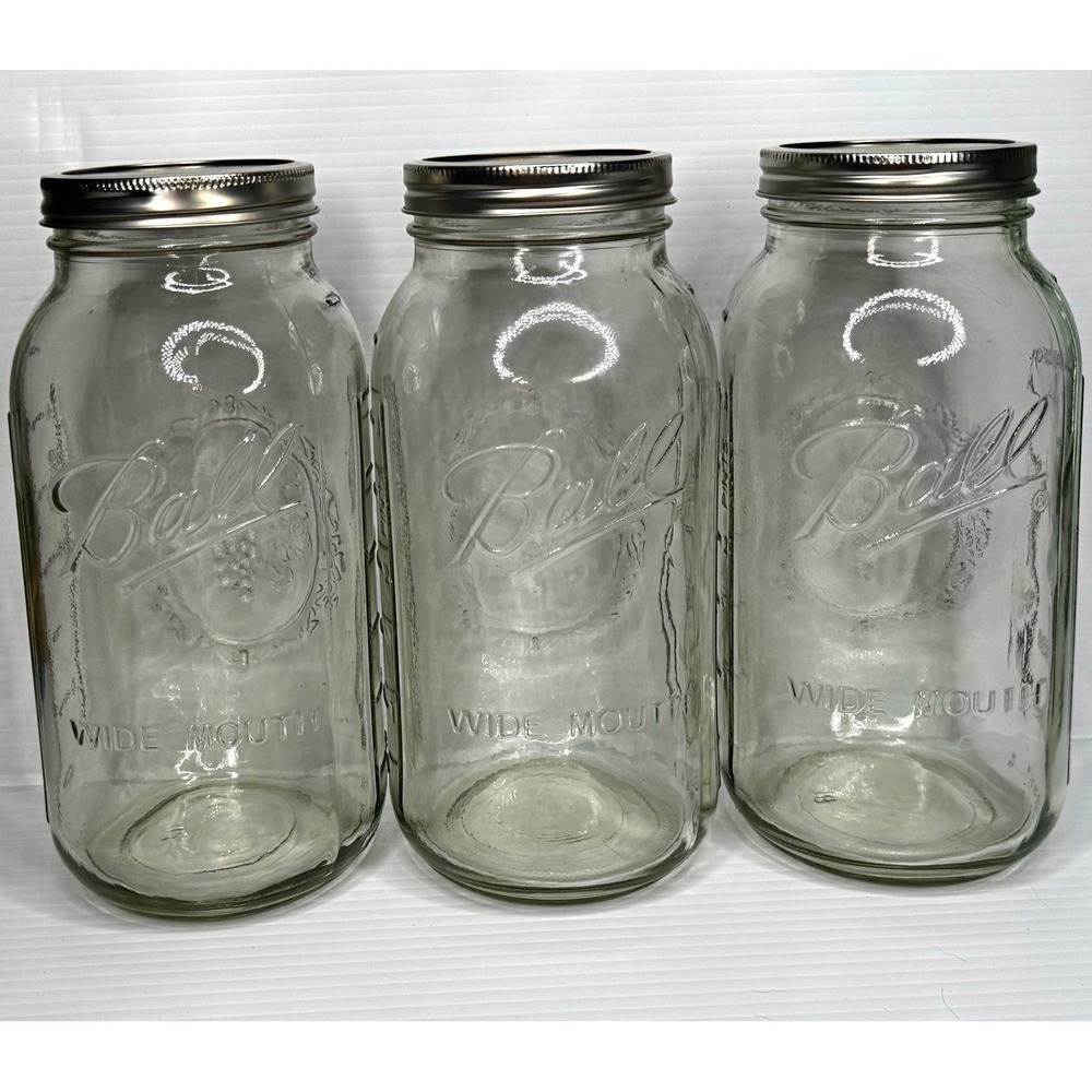 Ball Wide Mouth Glass Mason Jars 1500 mL w/ SureTight Lids, Set of 3